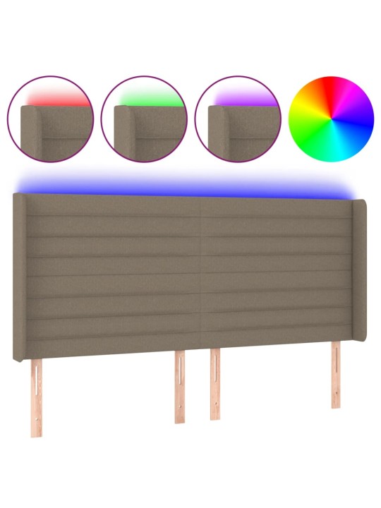 Čelo postele s led taupe 163 x 16 x 118/128 cm textil