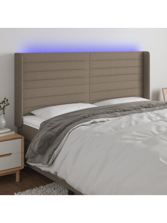 Čelo postele s led taupe 163 x 16 x 118/128 cm textil