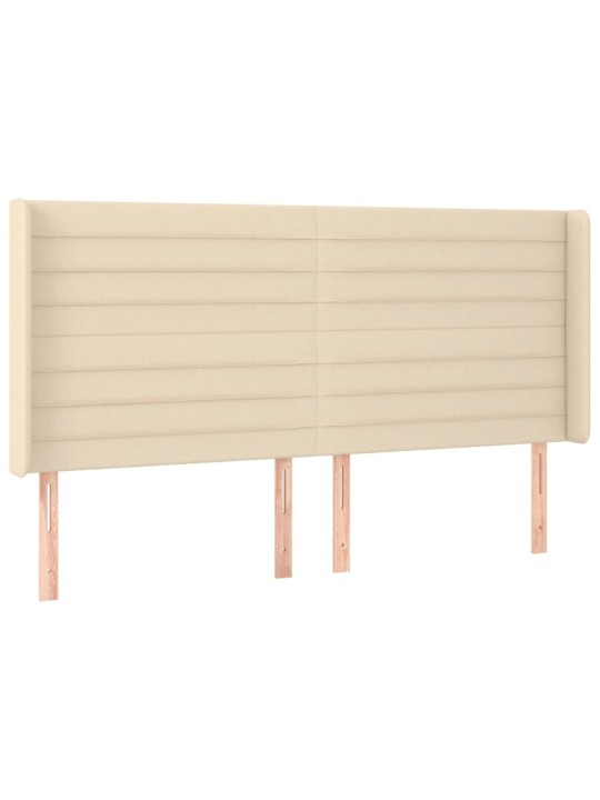 Čelo postele s led krémové 163 x 16 x 118/128 cm textil