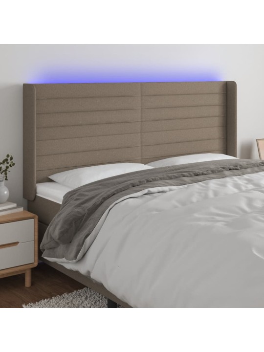 Čelo postele s LED taupe 203 x 16 x 118/128 cm textil