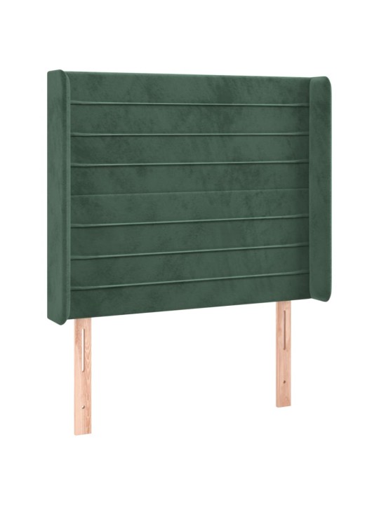 Čelo postele s LED tmavě zelené 83 x 16 x 118/128 cm samet