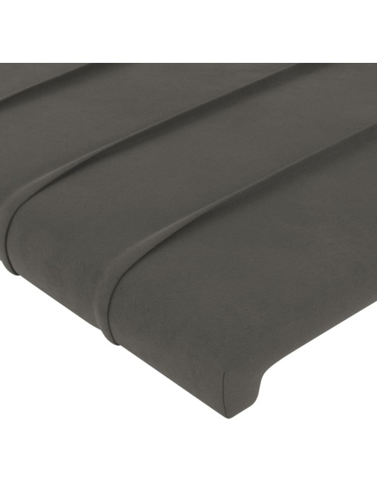 Čelo postele s LED tmavě šedé 163 x 16 x 118/128 cm samet