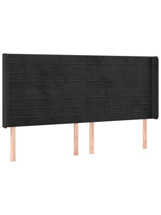 Čelo postele s led černé 163 x 16 x 118/128 cm samet