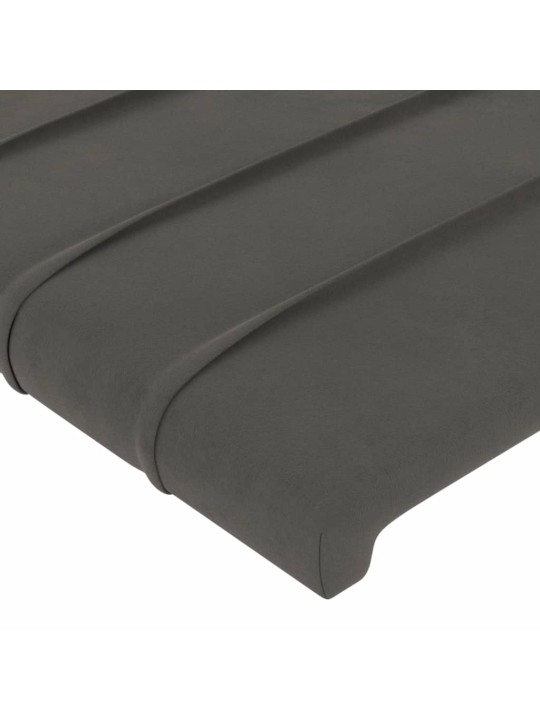 Čelo postele s LED tmavě šedé 183 x 16 x 118/128 cm samet