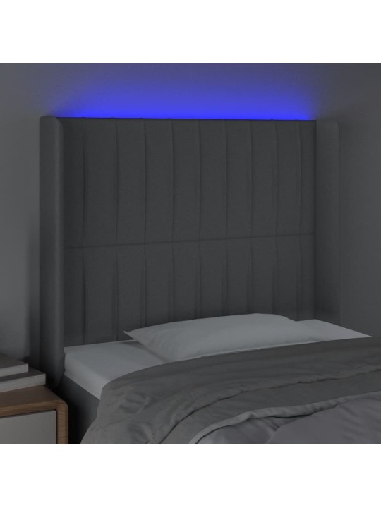 Čelo postele s LED světle šedé 103x16x118/128 cm textil
