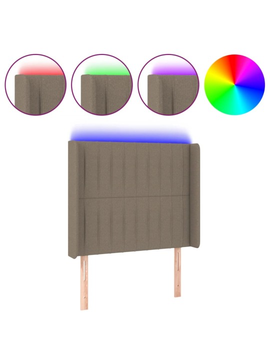Čelo postele s LED taupe 103 x 16 x 118/128 cm textil