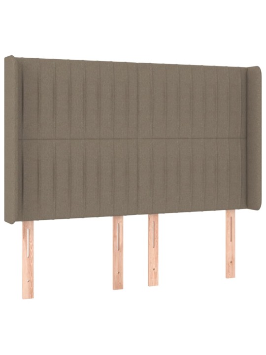 Čelo postele s led taupe 147 x 16 x 118/128 cm textil
