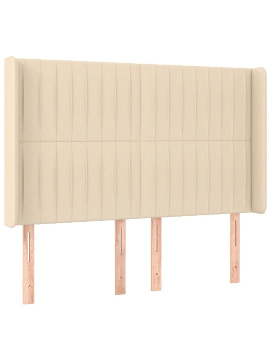Čelo postele s led krémové 147 x 16 x 118/128 cm textil