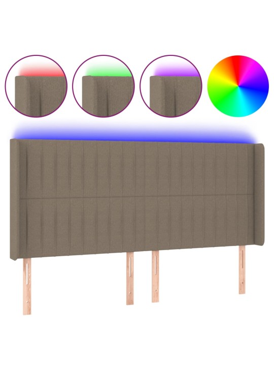 Čelo postele s led taupe 163 x 16 x 118/128 cm textil