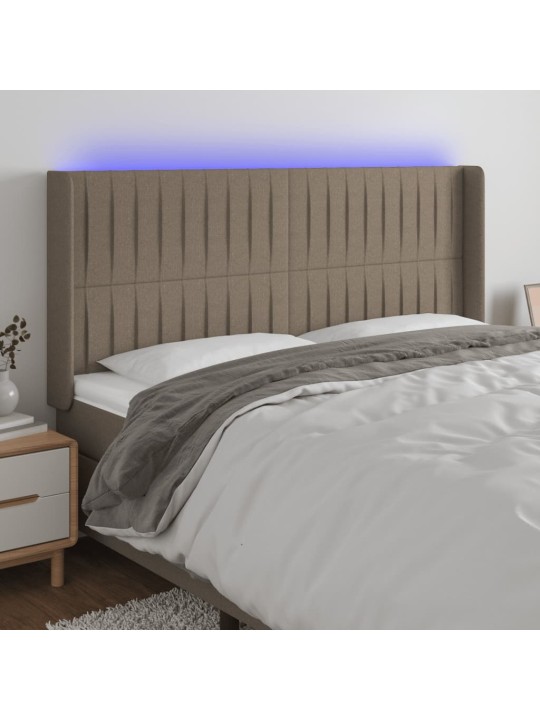 Čelo postele s led taupe 163 x 16 x 118/128 cm textil
