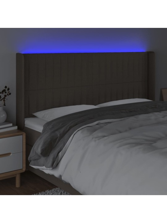 Čelo postele s led taupe 183x16x118/128 cm textil