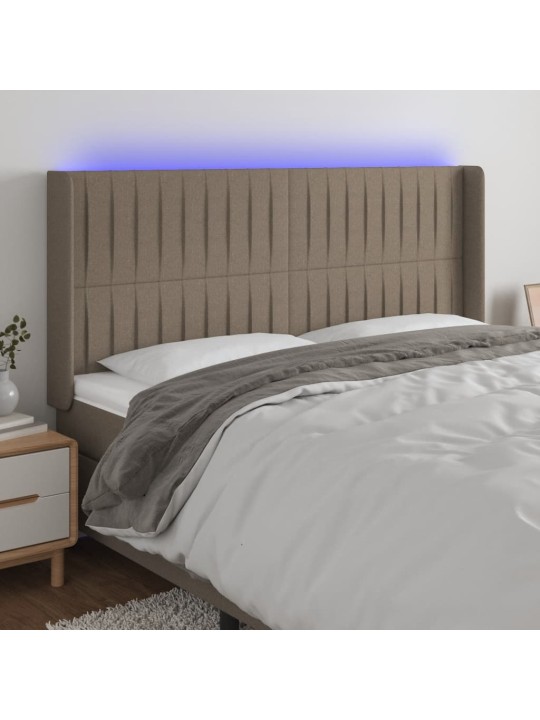 Čelo postele s led taupe 183x16x118/128 cm textil