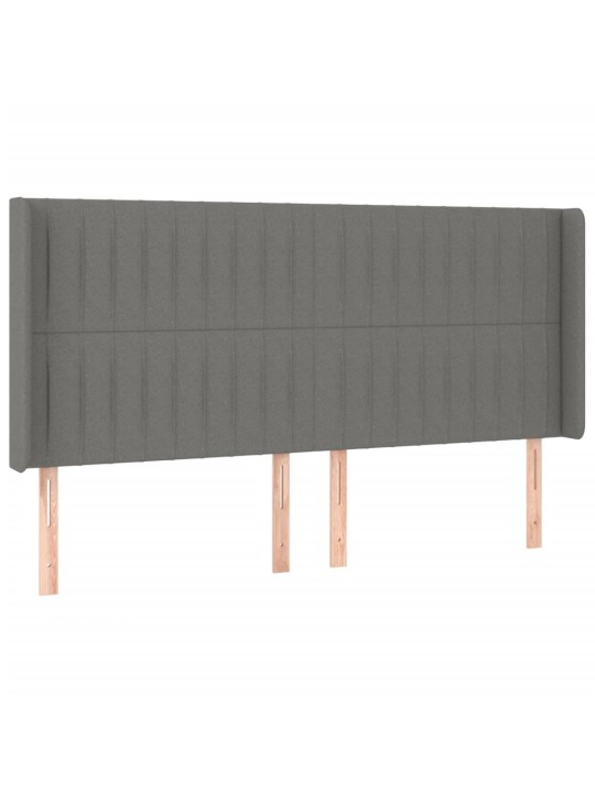 Čelo postele s LED tmavě šedé 203 x 16 x 118/128 cm textil