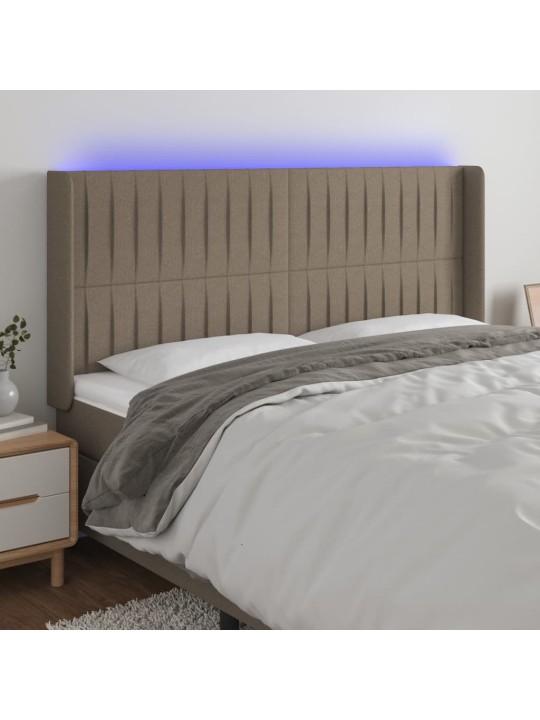 Čelo postele s LED taupe 203 x 16 x 118/128 cm textil