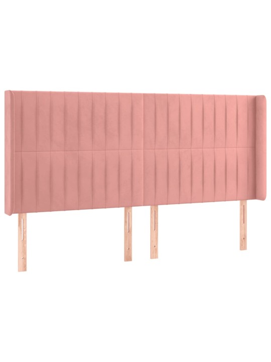 Čelo postele s LED růžové 183 x 16 x 118/128 cm samet