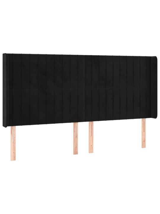 Čelo postele s LED černé 203 x 16 x 118/128 cm samet