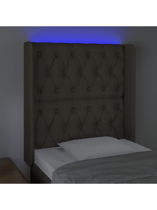 Čelo postele s LED taupe 83 x 16 x 118/128 cm textil