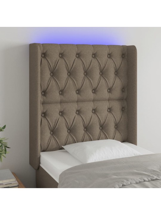 Čelo postele s LED taupe 83 x 16 x 118/128 cm textil