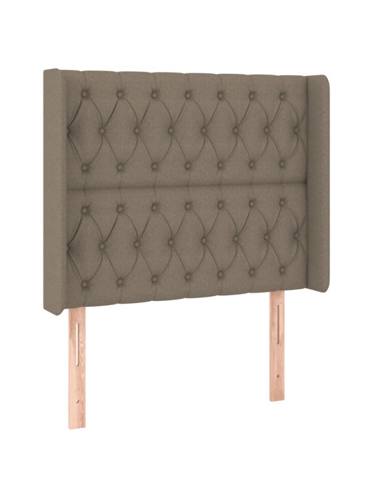 Čelo postele s LED taupe 93 x 16 x 118/128 cm textil