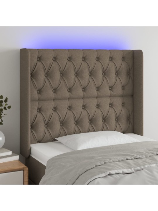 Čelo postele s LED taupe 93 x 16 x 118/128 cm textil