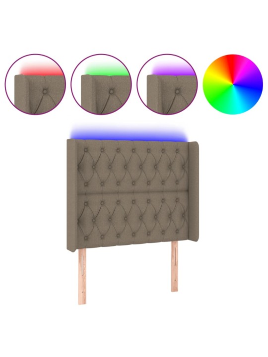 Čelo postele s LED taupe 103 x 16 x 118/128 cm textil