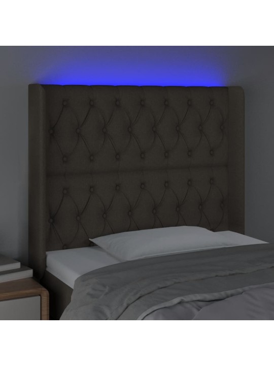 Čelo postele s LED taupe 103 x 16 x 118/128 cm textil