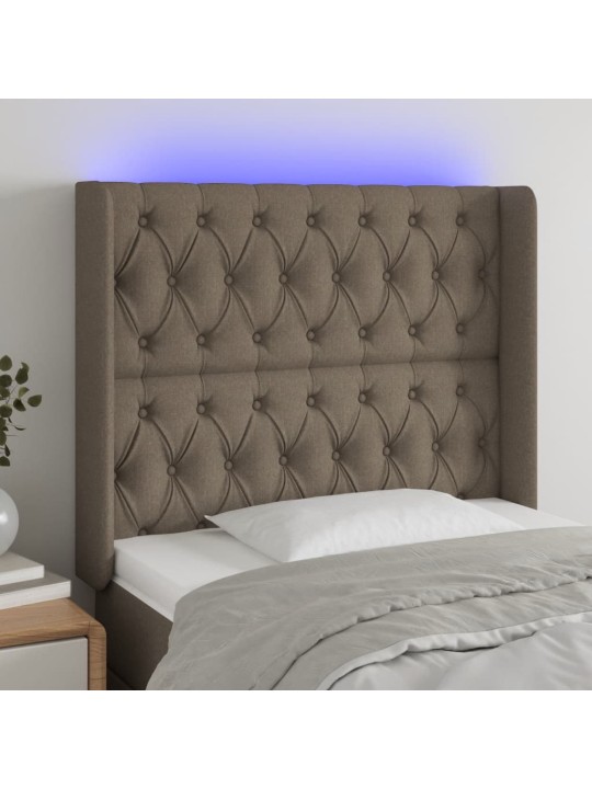 Čelo postele s LED taupe 103 x 16 x 118/128 cm textil
