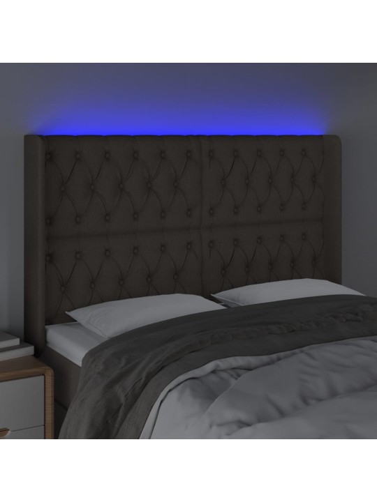 Čelo postele s led taupe 147 x 16 x 118/128 cm textil