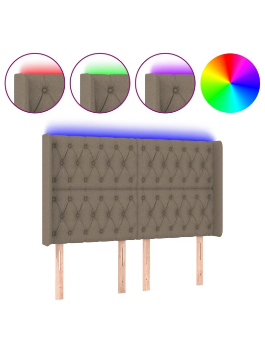 Čelo postele s LED taupe 163 x 16 x 118/128 cm textil