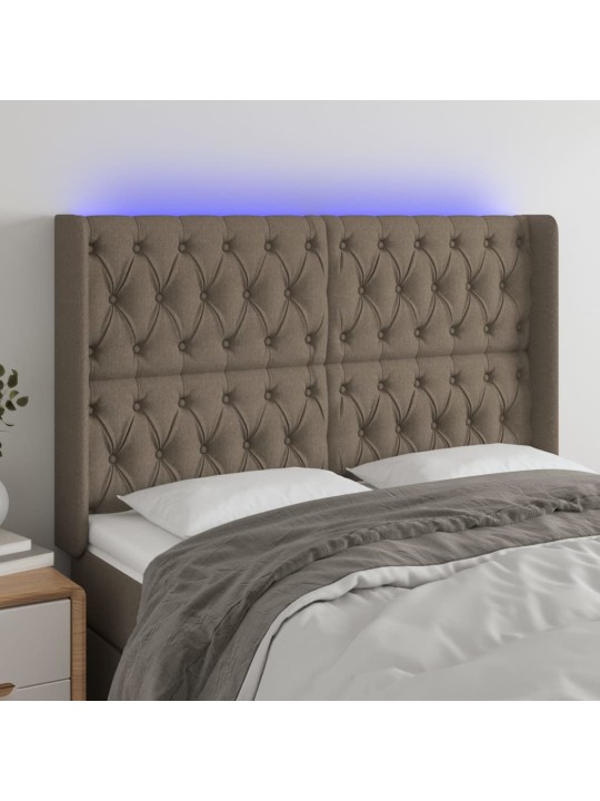 Čelo postele s LED taupe 163 x 16 x 118/128 cm textil