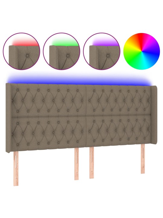 Čelo postele s LED taupe 203 x 16 x 118/128 cm textil