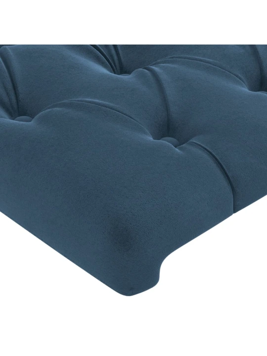 Čelo postele s led tmavě modré 183 x 16 x 118/128 cm samet