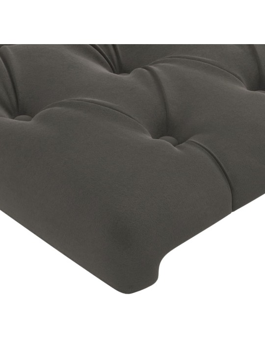 Čelo postele s LED tmavě šedé 203 x 16 x 118/128 cm samet