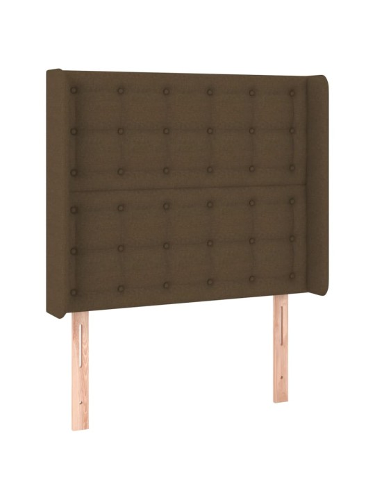 Čelo postele s LED tmavě hnědé 93 x 16 x 118/128 cm textil