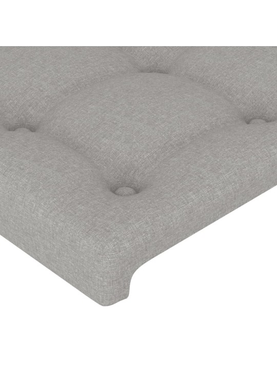 Čelo postele s LED světle šedé 103x16x118/128 cm textil