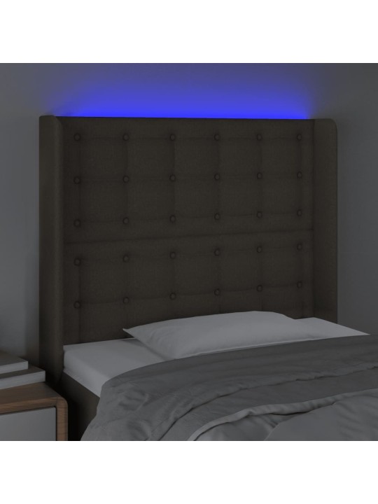 Čelo postele s LED taupe 103 x 16 x 118/128 cm textil