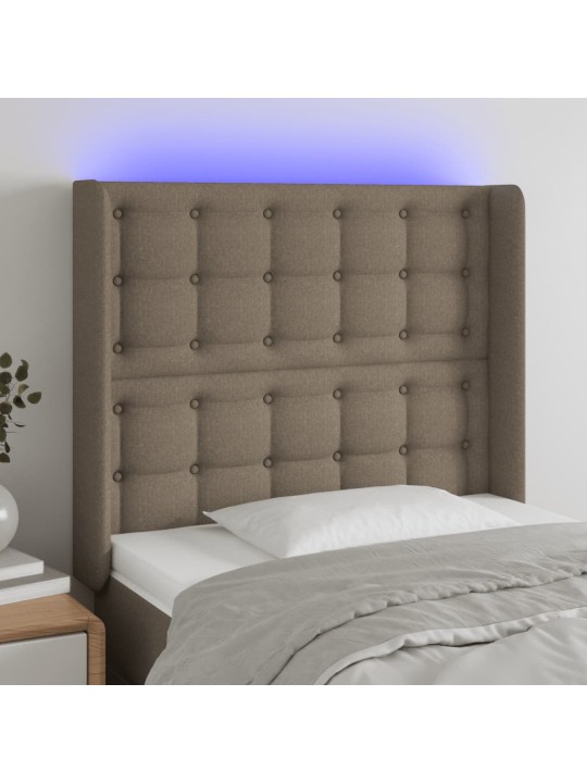 Čelo postele s LED taupe 103 x 16 x 118/128 cm textil