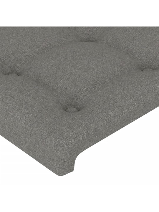 Čelo postele s LED tmavě šedé 147 x 16 x 118/128 cm textil