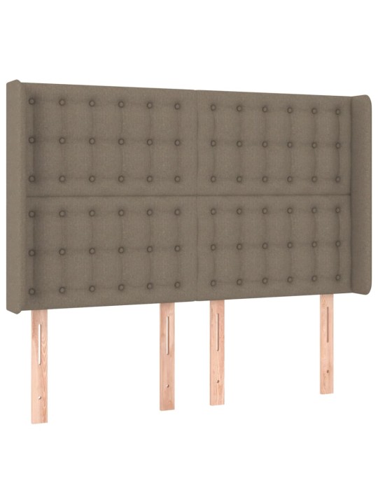 Čelo postele s LED taupe 147 x 16 x 118/128 cm textil