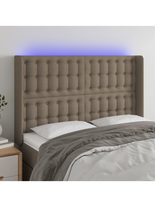 Čelo postele s LED taupe 147 x 16 x 118/128 cm textil