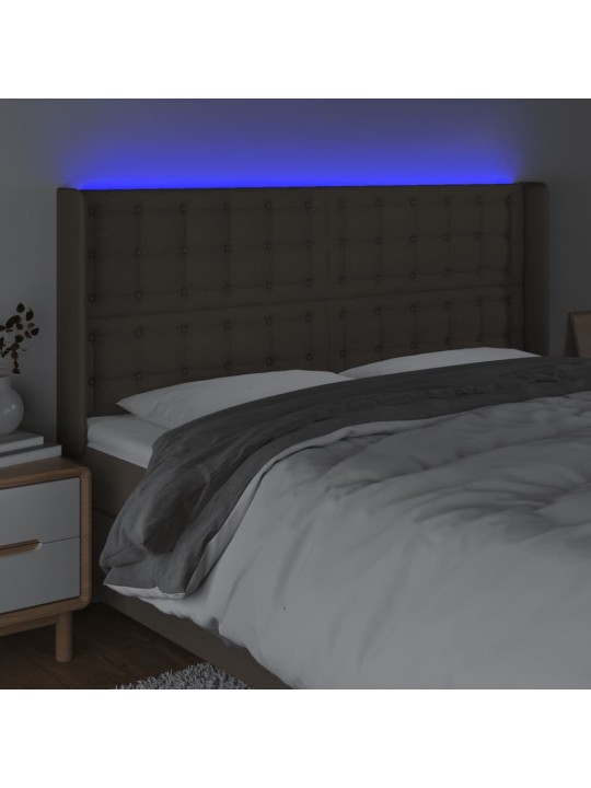 Čelo postele s led taupe 163 x 16 x 118/128 cm textil
