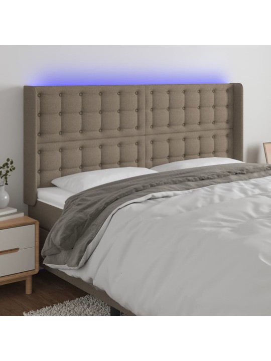 Čelo postele s led taupe 163 x 16 x 118/128 cm textil