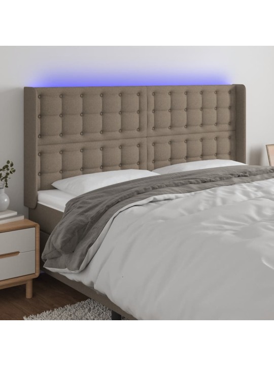 Čelo postele s LED taupe 183x16x118/128 cm textil