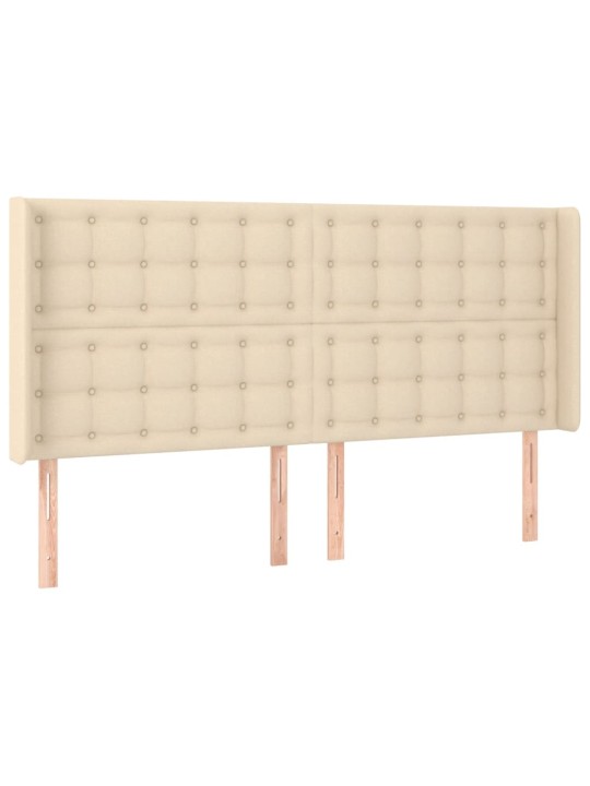 Čelo postele s LED krémové 183 x 16 x 118/128 cm textil
