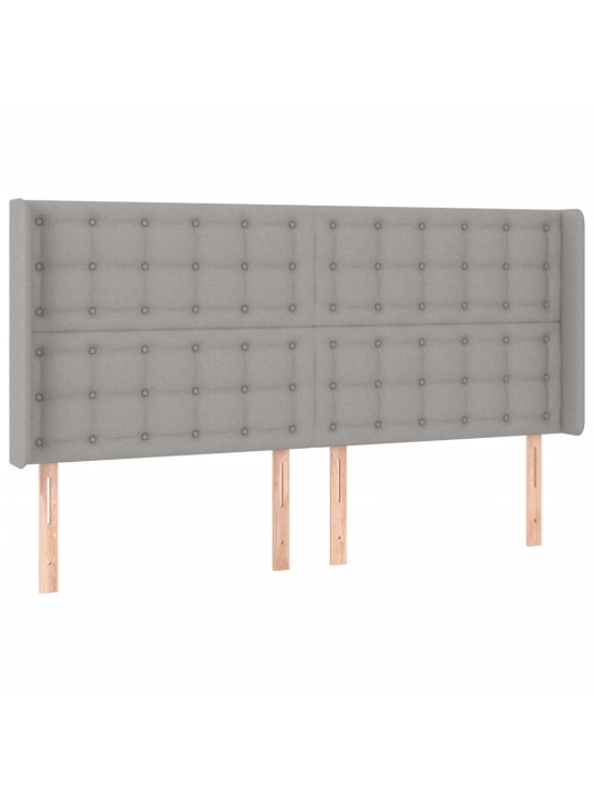 Čelo postele s LED světle šedé 203x16x118/128 cm textil