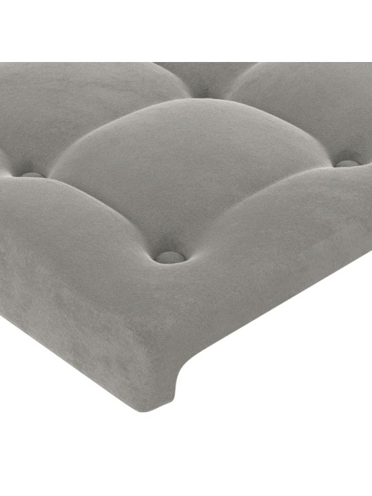 Čelo postele s LED světle šedé 83 x 16 x 118/128 cm samet