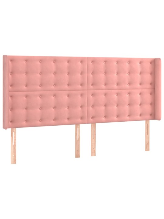 Čelo postele s led růžové 183 x 16 x 118/128 cm samet