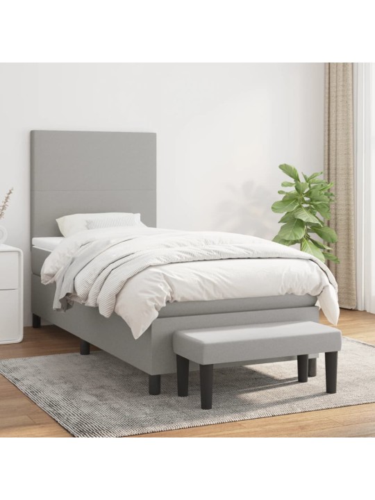 Box spring postel s matrací světle šedá 90x200 cm textil