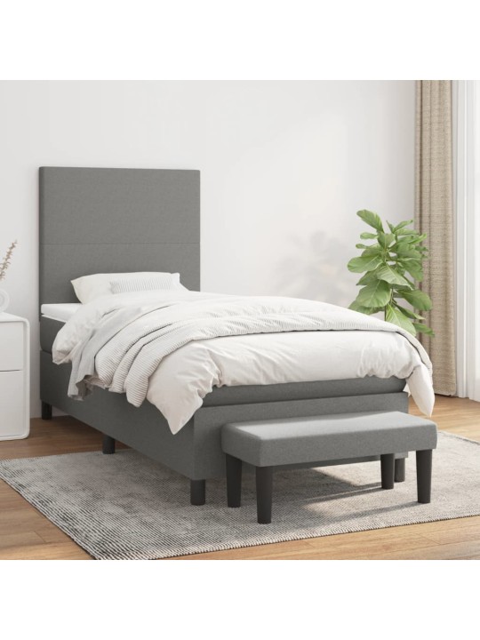 Box spring postel s matrací tmavě šedá 90x200 cm textil