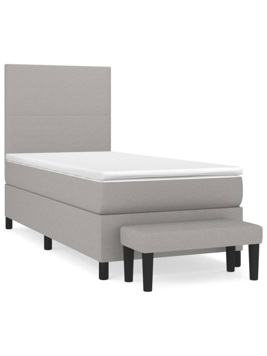 Box spring postel s matrací světle šedý 100 x 200 cm textil